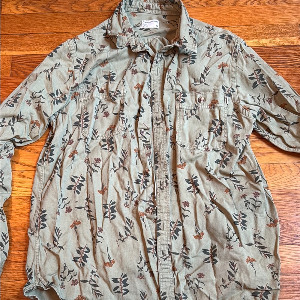 Green and Brown floral print Lightweight Shirt